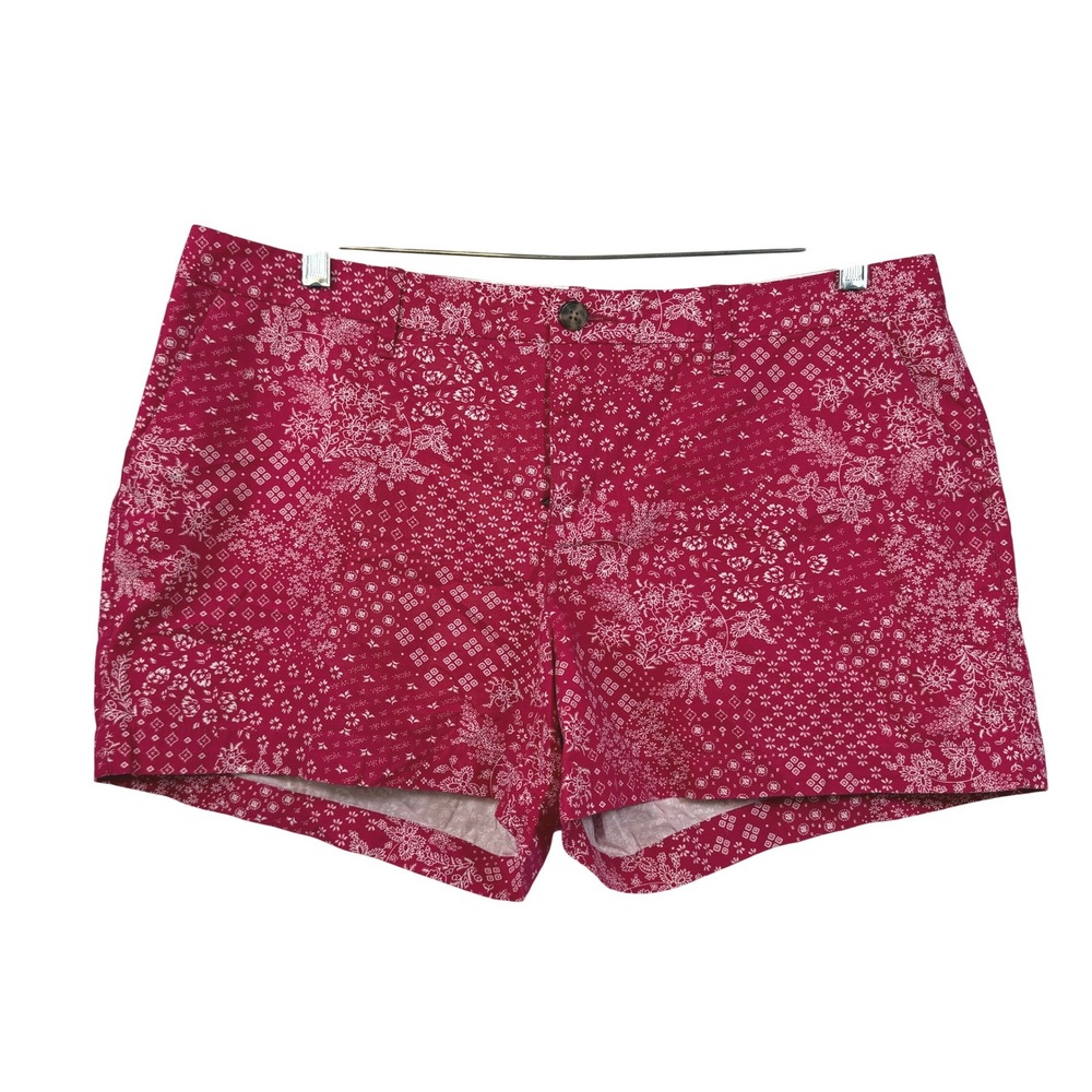 Old Navy Floral Bandana Print Mid Rise Casual Cotton Shorts Dark Pink Size 12